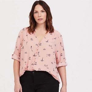 size 0 torrid Harper pink Eiffel Tower blouse